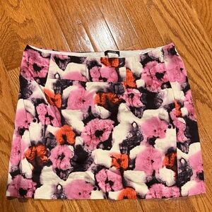 J. Crew Pink and Black Floral Mini Skirt
